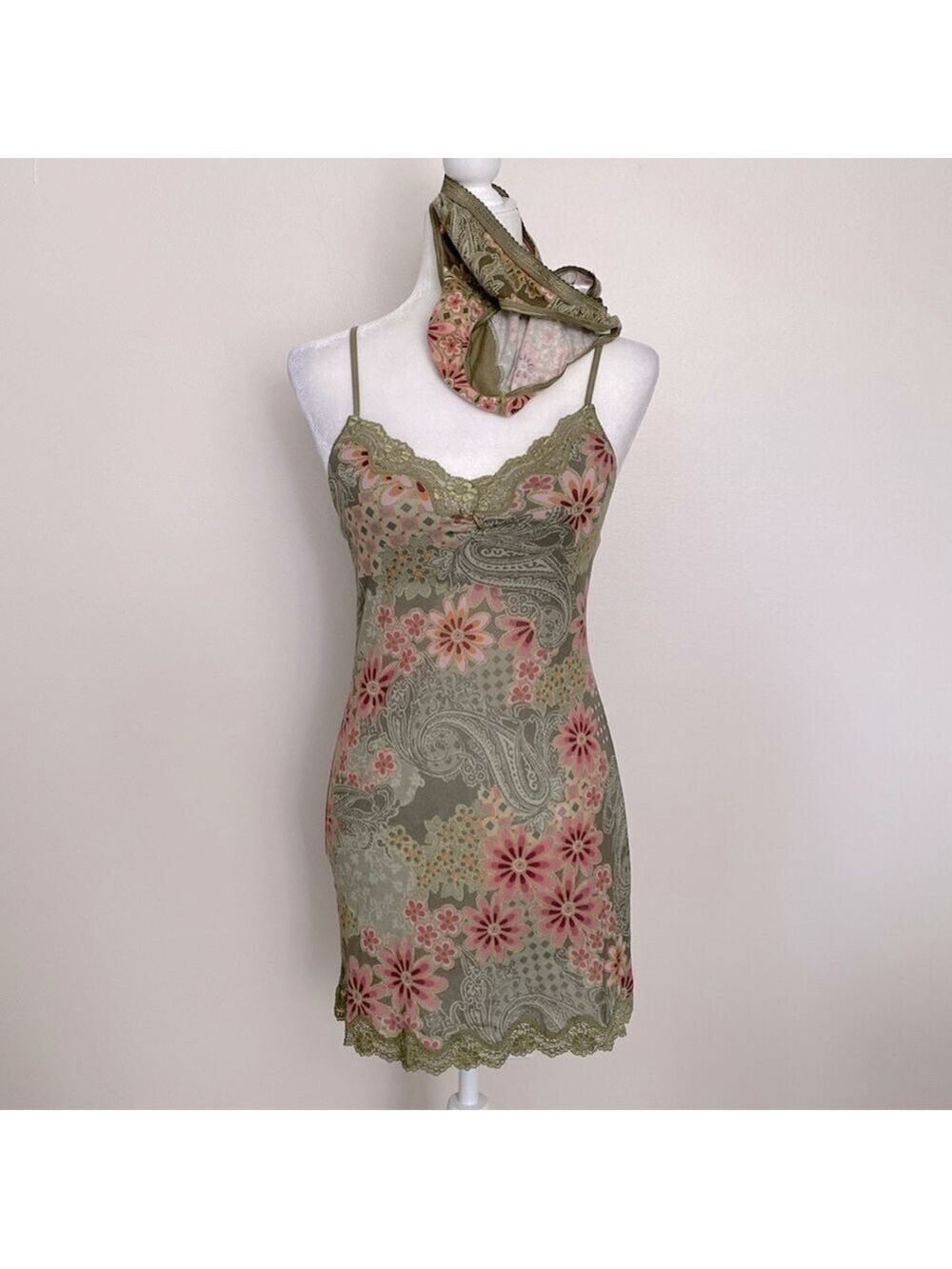 Victoria’s Secret Y2K vintage olive green slip & panty set